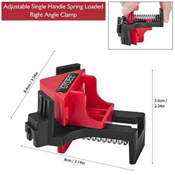 90 Degree Angle Clamps, Woodworking Corner Clip, Right Angle Clip Fixer, Set of 4 Clamp Tool with Adjustable Hand Tools (red4)