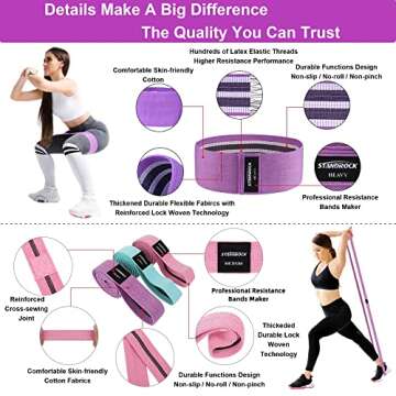 STANDROCK Fabric Resistance Bands for Working Out, 3 and 4 Levels Booty Bands Long Resistance Bands for Women and Men | Elastic Bands for Exercise Bands Resistance Bands Set Workout Bands Resistance