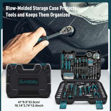 Sundpey Home Tool Kit 281-PCs - Portable Complete Basic Repair General Hand Tool Sets for Men Women - Full Tool Set with Socket Wrench Set & Screwdriver Set & Metric Hex Key & Pliers & Tool Box Case