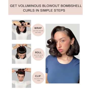 YOSHUYUKI Little Velvet Overnight Blowout 3 Rods Heatless Hair Curler to Sleep in Satin Heatless Curls No Heat Hair Rollers for Short Hair Blowout Look Long Hair Styling Tools Brown