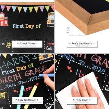 First Day of School Sign - First Day of School Board - 14” X 11” Double-Sided, First & Last Day of School Chalkboard with Frame for Kids, Back to School Supplies for Preschool Kindergarten 1st Grade