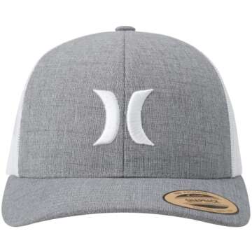 Hurley Men's Caps - Del Mar Mesh Panel Baseball Cap Trucker Hat - Snap Back Hats for Men, Cool Grey Heather