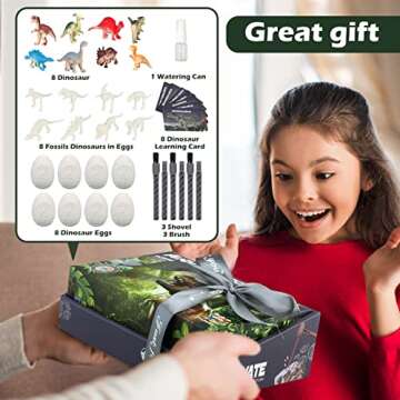 Woumserta Dinosaur Toys for Kids 3-5 5-7 8-12 Bones Dinosaur Eggs Digging Kit - Dino Easter Eggs Dig Kit with Fossil Dinosaur - Dinosaur Birthday Party Gift for Boys & Girls - Dinosaur Skeleton Toys