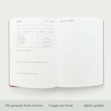 KUNITSA CO. Reading Journal for Avid Readers (104 reviews). Gift for Book Lovers. Review and Track Your Reading (Latte, Avid Reader Edition)