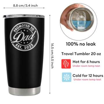 Christmas Gifts For New Dad 2025 Tumbler 20 Oz, Dad Est 2025 Mug, Dad Established 2025 Coffee Cup, 1st Time Fathers Day And Christmas Gifts, Daddy To Be Gift Ideas, Promoted To First Time Dad Cup