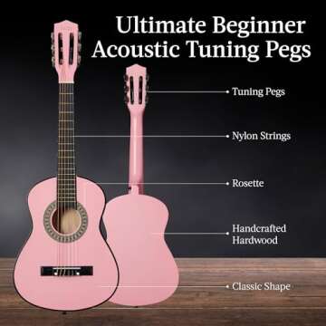 Best Choice Products 30in Kids Acoustic Guitar Beginner Starter Kit with Strap, Case, Strings - Pink