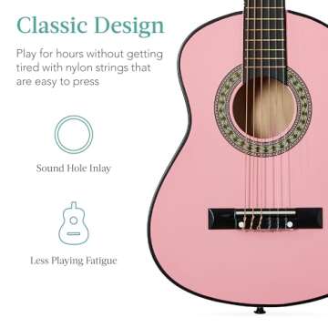 Best Choice Products 30in Kids Acoustic Guitar Beginner Starter Kit with Strap, Case, Strings - Pink