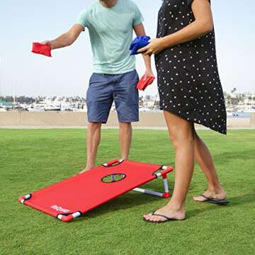 GoSports Portable PVC Framed Cornhole Toss Game Set with 8 Bean Bags and Travel Carrying Case - Choose Your Style