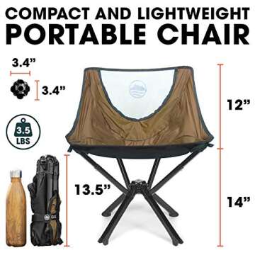 CLIQ Portable Chair - Lightweight Folding Chair for Camping - Supports 300 Lbs - Perfect for Outdoor Adventures