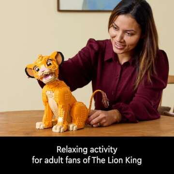 LEGO Disney Young Simba The Lion King Building Sets for Adults - Buildable Disney Figurine for Display, Ages 18+ - DIY Kits & Crafts for Fans of Movie - Collectible Disney Birthday Gift - 43247