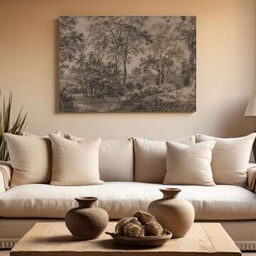 Fchen art Rustic Wall Art Antique Moody Watercolor Landscape Painting Brown Dark Artwork PRINTABLE Vintage Woodland Drawing Abstract Illustrations Modern Art Decorative Nordic Rustic for Bedroom