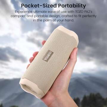 TOZO PA2 Bluetooth Speaker with Dual Drivers & Dual Bass Diaphragms, Deep Bass Loud Stereo Sound, 25H Playtime, Custom EQ App Portable Wireless Speaker for Home Outdoors Travel Khaki