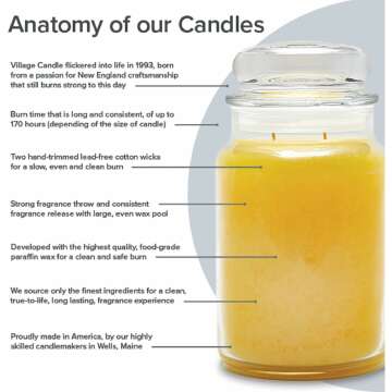 Village Candle Fresh Lemon Large Apothecary Jar, Scented Candle, Yellow, 21.25 oz.