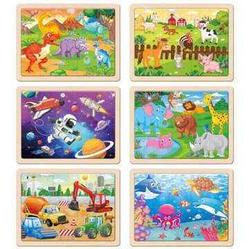 SYNARRY Wooden Puzzles for Kids Ages 4-10 - Fun Learning Toys