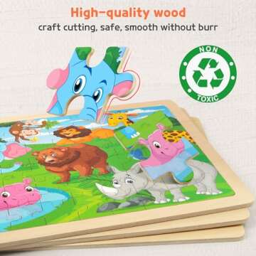 SYNARRY Wooden Puzzles for Kids Ages 4-10