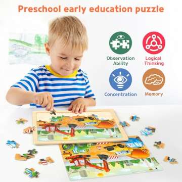 SYNARRY Wooden Puzzles for Kids Ages 4-10