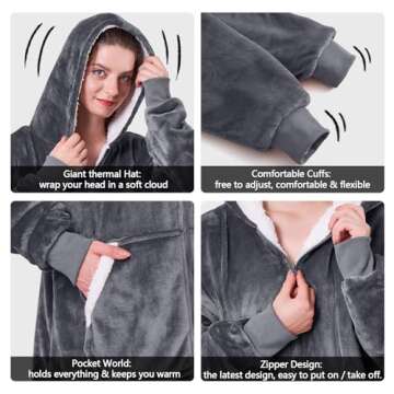 JOYWOO Cozy Wearable Blanket Hoodie for Adults