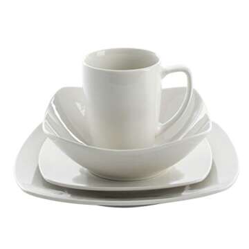 Gibson Home Zen 16-Piece Dinnerware Set - Square Plates, Bowls, Mugs