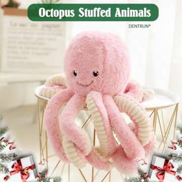 DENTRUN Octopus Stuffed Animals, Giant Octopus Plush Doll Play Toys for Kids Girls Boys Adults Birthday Xmas Halloween Present Stuffed Sea Animals Plushie, 7/16/24/32 Inches, 5 Colors