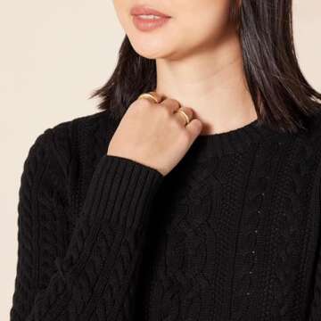 Amazon Essentials Women's Fisherman Cable Long-Sleeve Crewneck Sweater (Available in Plus Size), Black, X-Small