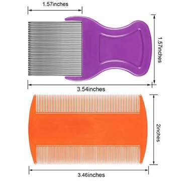 8 Pieces Flea Lice Combs Double Sided Lice Removal Comb Hair Grooming Comb with Metal Teeth (Orange, Blue, Purple, White, 3.5 x 2 Inch, 3.54 x 1.57 Inch)