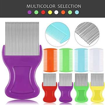 8 Pieces Flea Lice Combs Double Sided Lice Removal Comb Hair Grooming Comb with Metal Teeth (Orange, Blue, Purple, White, 3.5 x 2 Inch, 3.54 x 1.57 Inch)