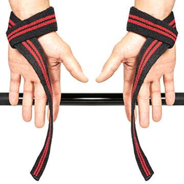 Lifting Straps (1 Pair) - Padded Wrist Support Wraps - for Powerlifting, Bodybuilding, Gym Workout, Strength Training, Deadlifts & Fitness Workout (Black/Red)