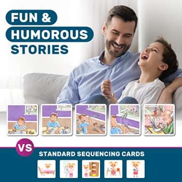 SkillEase Story Cues Skilled Sequencing Cards, Speech Therapy Materials, Social Skills Game, English Language Learners Games, Storytelling Cards, Sentence Building and Picture Cards