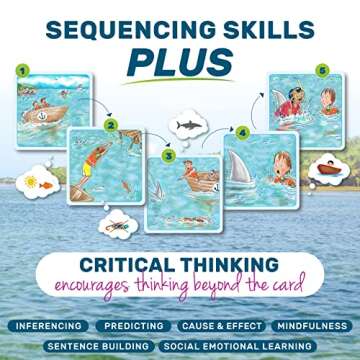 SkillEase Story Cues Skilled Sequencing Cards, Speech Therapy Materials, Social Skills Game, English Language Learners Games, Storytelling Cards, Sentence Building and Picture Cards