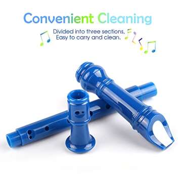 Mr.Power Soprano Recorder German Style C Key 8 Holes Easy Instrument for Beginners School Student Home Entertainment (Blue)