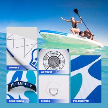 FunWater Inflatable 10'6×33"×6" Ultra-Light (17.6lbs) SUP for All Skill Levels Everything Included with Stand Up Paddle Board, Adj Floating Paddles, Pump, ISUP Travel Backpack, Leash,Waterproof Bag