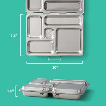 PlanetBox Rover Stainless Steel Bento Lunch Box with 5 Compartments, Tutti Frutti Carry Bag and Magnets