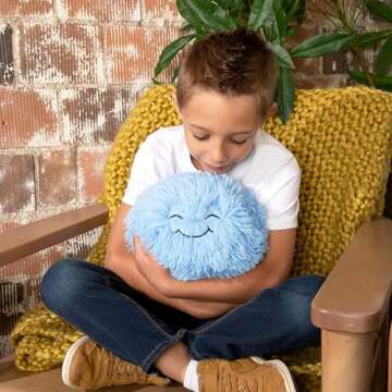 HUGIMALS The Hug Ball - Blue (Sweet/Silly) - 3 lb Weighted Ball for Sensory Play Soft Plush with Fun Faces for Emotional Regulation, Social Emotional Learning, Relaxation, Comfort, Education Ages 2+