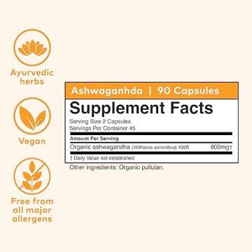 ORGANIC INDIA Ashwagandha Capsules - Organic Ashwagandha Supplement - Vegan Ashwagandha Root, Gluten-Free, Kosher, Non-GMO, Supports Stress Relief, Energy, and Sleep - 90 Capsules