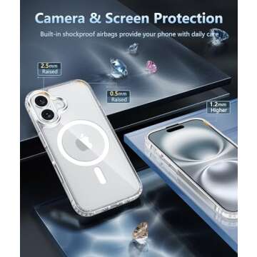 FNTCASE for iPhone 16 Plus Case: Clear Case Magnetic Military Grade Drop Protection Anti Yellowing Cell Phone Cover - Rugged Shockproof Protective Bumper Transparent Cases(Clear)