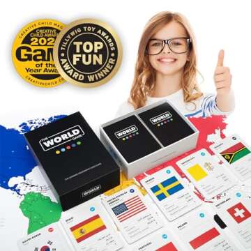 The World Game - Geography Card Game - Educational Games for Kids, Family and Adults - Cool Learning Gift Idea for Teenage Boys & Girls 8-12 with Map