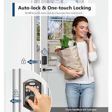 TEEHO TE002 Fingerprint Door Lock - Keyless Entry Door Lock - Electronic Keypad Deadbolt Lock - Smart Locks for Front Door - Door Lock with Code - Auto Lock - Easy Installation - Oil-Rubbed Bronze