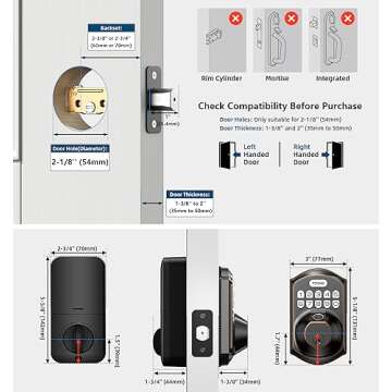 TEEHO TE002 Fingerprint Door Lock - Keyless Entry Door Lock - Electronic Keypad Deadbolt Lock - Smart Locks for Front Door - Door Lock with Code - Auto Lock - Easy Installation - Oil-Rubbed Bronze