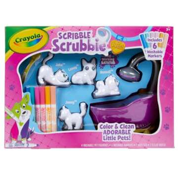 Crayola Scribble Scrubbie Pets Tub Set, Washable Pet Care Toy, Reusable Animal Toys for Girls & Boys, Gifts for Kids, Ages 3, 4, 5