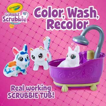 Crayola Scribble Scrubbie Pets Tub Set, Washable Pet Care Toy, Reusable Animal Toys for Girls & Boys, Gifts for Kids, Ages 3, 4, 5