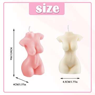 2 Pieces Body Soy Candle Female Body Shaped Candle Woman Torso Candle Woman Bust Candle Home Decoration for Christmas Bedroom Bathroom Aesthetic Decoration (White, Pink, Simple Style)