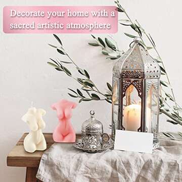 2 Pieces Body Soy Candle Female Body Shaped Candle Woman Torso Candle Woman Bust Candle Home Decoration for Christmas Bedroom Bathroom Aesthetic Decoration (White, Pink, Simple Style)