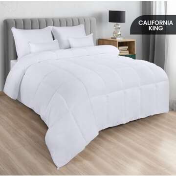 Utopia Bedding Comforters California King Size, All Season Duvet Insert, Down Alternative Box Stitched Bed Comforter with Corner Tabs, Machine Washable (White)