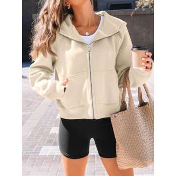 AUTOMET Womens Zip Up Hoodies Fleece Jackets Oversized Sweatshirts Fall Fashion Outfits 2024 Sweaters Winter Clothes Apricot XS