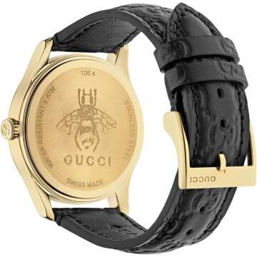 Gucci Gold-Tone & Leather Black Watch (YA1264034)