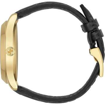 Gucci Gold-Tone & Leather Black Watch (YA1264034)