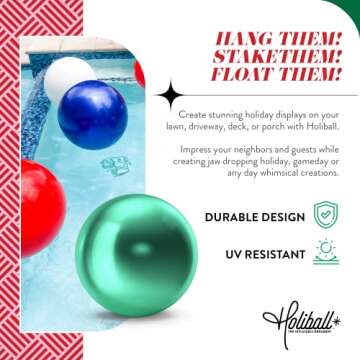 Holiball Inflatable Holiday Ornament – Indoor and Outdoor Use – Reusable and Storage Friendly – The Ultimate Holiday Decoration – 18" – Pearl White