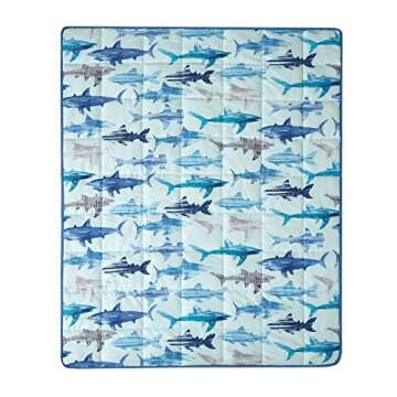 Heritage Club Children’s 40x50 Blue Shark 6 Pounds Warming and Cooling Microfiber Mink Weighted Blanket