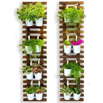 ShopLaLa Wall Planter - 2 Pack, Wooden Hanging Large Planters for Indoor Outdoor Plants, Live Vertical Garden, Plant Wall, Wall Mount Plant Holder Stand Flower Garden