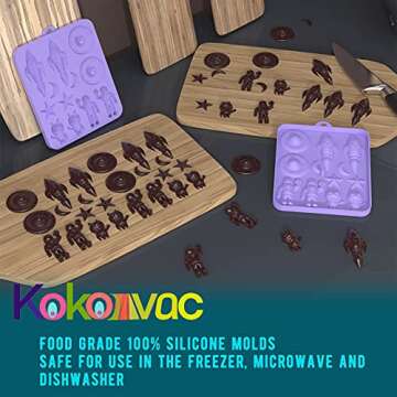 KoKoVac Gummy Silicone Molds Space Series (2 pcs) 24-Cavity Space Molds Including 6 Different Shapes Candy Molds and A Bonus Dropper for Chocolate,Candy,Cookies,Silicone Cupcake Baking, Gummy